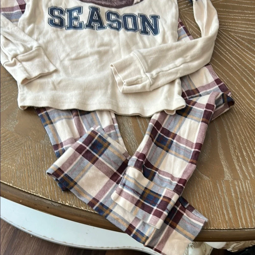 Boys Fall Football Season Plaid Pajama Set Size 8